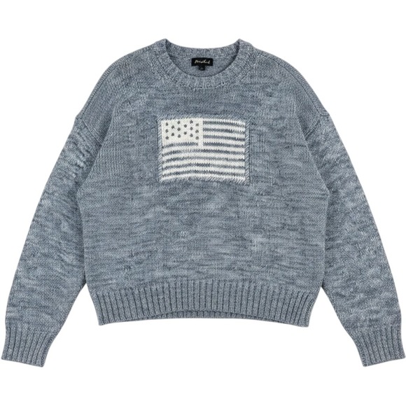 Marled Sweaters - Marled American Flag Sweater XL Blue Egret Patriotic chunky knit preppy